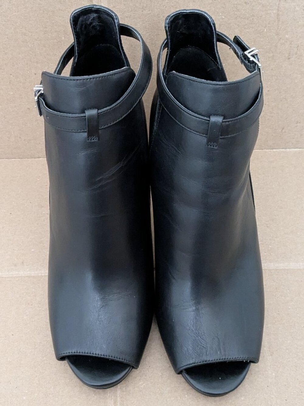 Michael Kors Lawson Booties Women:s High Heel Open Toe Black Leather Sz 11 $165 - Picture 4 of 14
